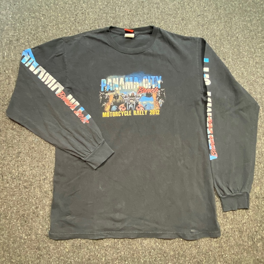 Hot Leathers Panama‎ City Beach Motorcycle Rally Large Mens Black Biker 2012